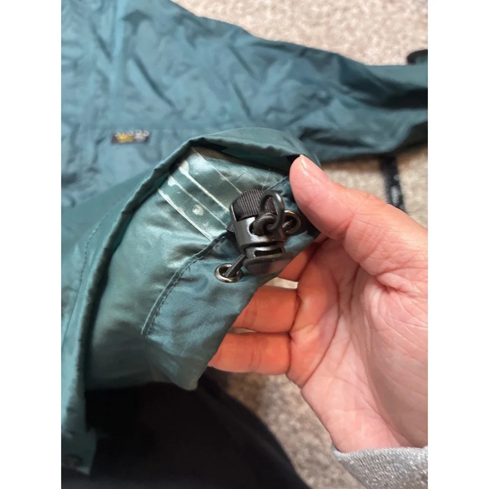 Mountain Hardwear Rain Jacket Teal Hooded Lightweight Waterproof Outdoor Mens XL